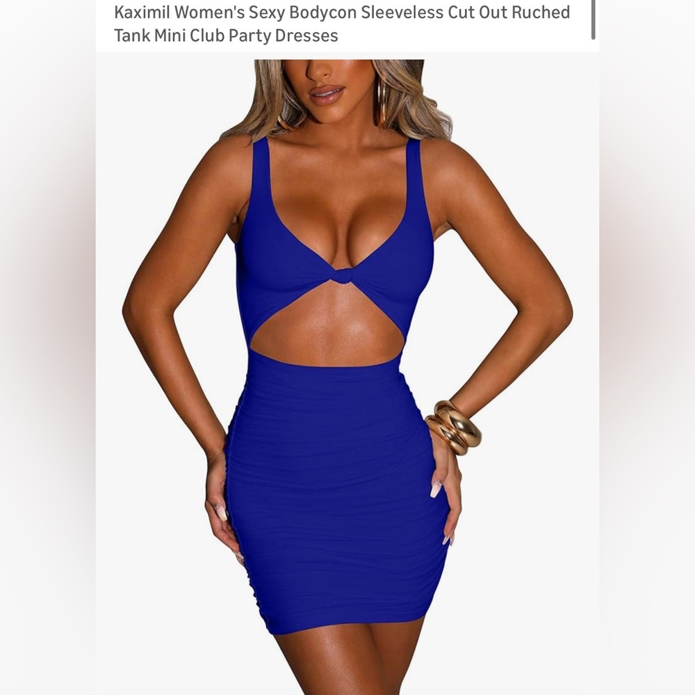 Blue Cut-Out Bodycon Sleeveless Dress